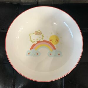 New Hello Kitty Clouds Sunshine & Rainbow 9" Large Ceramic Dinner Bowl By Sanrio